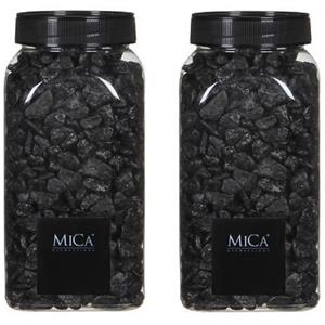 Mica Decorations 2x Decoratie/hobby stenen antraciet grijs 650 ml Grijs