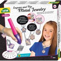 Simm Lena 42655 - Engraver's Jewelry Studio, Schmuckstudio, Gravurstudio für Kinder ab 9 Jahre, Set mit batteriebetriebenen Gravierer, Leim, 800 Strassjuwelen und 6 Metallanhänger mit Ketten