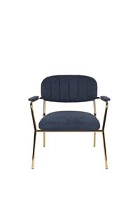 Livingstone Design Parton Fauteuil goud onderstel met arm goud donkerblauw