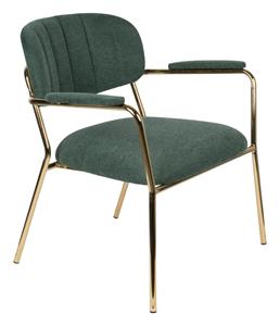 Livingstone Design Parton Fauteuil goud onderstel met arm donkergroen