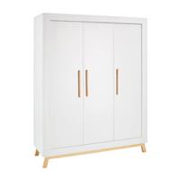 home24 Schardt Drehtürenschrank Miami White Buche Natur/Weiß Melamin Dekor 154x194x53 cm (BxHxT) 3-türig