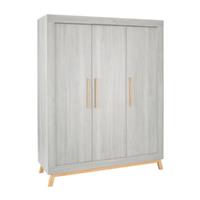 home24 Schardt Drehtürenschrank Miami Grey Buche Natur/Grau Melamin Dekor 154x194x53 cm (BxHxT) 3-türig