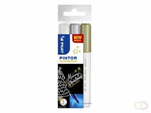 Pilot Pintor Celebrations marker, extra fijn, blister van 3 stuks in geassorteerde kleuren