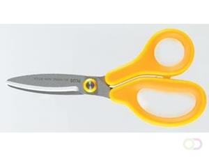 Plus FitCut Curve KIDS schaar voor linkshandigen, fluorine bladen, 14,5 cm, geel, op blister