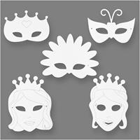 Princess-Masken, 16 Stück, mit Gummiband, in 5 versch. Designs