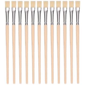 12x Lijm kwastjes houten steel 17 cm Beige