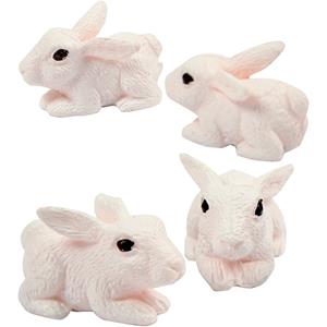 8x Decoratie konijntjes/haasjes 1 cm Wit
