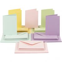 Creativ Company Kaarten en Enveloppen Pastelkleuren, 50 Sets