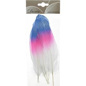 6x Blauw/roze/witte sierveren 18 cm decoraties Multi