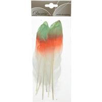 6x Groen/oranje/witte sierveren 18 cm decoraties Multi