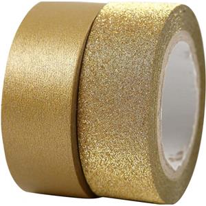 Goudkleurig glitter washi tape 4x rollen Goudkleurig