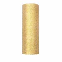 15x Glitter tule stof goud 15 cm breed Goudkleurig