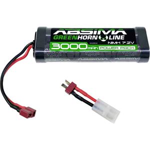 Absima NiMH accupack 7.2 V 3000 mAh Aantal cellen: 6 Hardcase T-bussen, Tamiya-bus