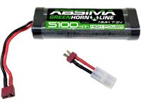 Absima NiMH accupack 7.2 V 5100 mAh Aantal cellen: 6 Hardcase T-bussen, Tamiya-bus