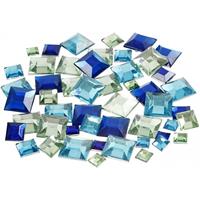 720x stuks Vierkante plak diamantjes blauw mix Blauw