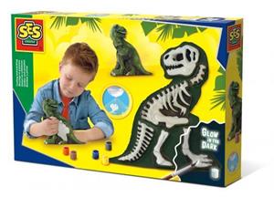 SES Creative gieten en schilderen T Rex met skelet glow in the dark