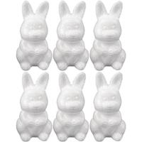 6x Piepschuim konijnen/hazen decoraties 8 cm hobby Wit