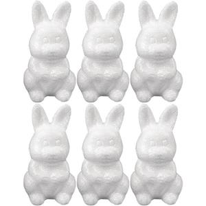 6x Piepschuim konijnen/hazen decoraties 8 cm hobby Wit