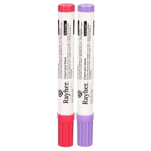 Rayher hobby materialen 2x Textielstift dikke punt 2-4 mm fuchsia/lila Roze