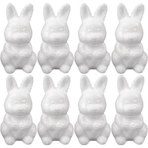 8x Piepschuim konijnen/hazen decoraties 8 cm hobby Wit