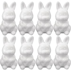 8x Piepschuim konijnen/hazen decoraties 8 cm hobby Wit