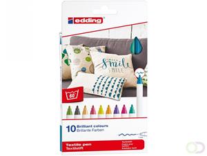 Edding textielstift 4600, doos met 10 stuks in geassorteerde kleuren