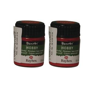 Rayher hobby materialen 2x Wijnrode acrylverf/allesverf potjes 15 ml hobby/knutselen Rood