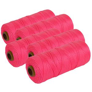 5x Touw/uitzetkoord roze 1,5 mm x 200 m Roze