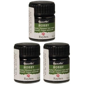 Rayher hobby materialen 3x Zwarte acrylverf/allesverf potje 15 ml hobby/knutselmateriaal Zwart