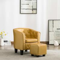 vidaXL Sessel mit Fußhocker Glänzendes  Gold