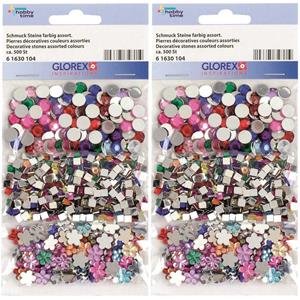 1000x Gekleurde plak/strass steentjes rond, vierkant en bloem Multi