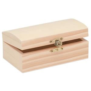 Houten kistje ronde deksel 14 x 8 cm hobby/knutselmateriaal Beige