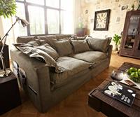 Hussensofa Noelia 240x145 cm Braun Couch mit Kissen, Big Sofas
