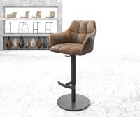DELIFE Barstuhl Yulo-Flex Vintage Braun Drehfuß höhenverstellbar Metall