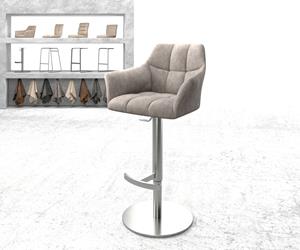 DELIFE Barstuhl Yulo-Flex Vintage Taupe Drehfuß höhenverstellbar Edelstahl