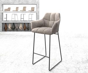 DELIFE Barstuhl Yulo-Flex Vintage Taupe Kufengestell Metall