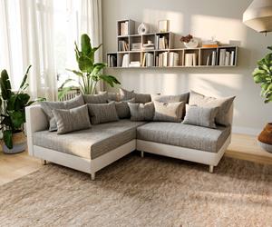 DELIFE Ecksofa Clovis Weiss Hellgrau Ottomane Links Modulsofa, Design Ecksofas, Couch Loft, Modulsofa, modular