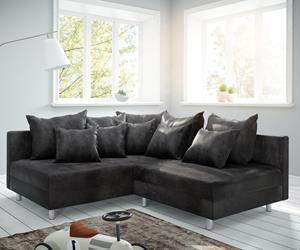 DELIFE Ecksofa Clovis Anthrazit Antik Optik Ottomane Links Modulsofa