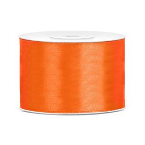 1x Hobby/decoratie oranje satijnen sierlinten 5 cm/50 mm x 25 meter Oranje