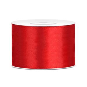 1x Hobby/decoratie rood satijnen sierlinten 5 cm/50 mm x 25 meter Rood