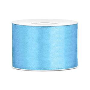 1x Hobby/decoratie lichtblauw satijnen sierlinten 5 cm/50 mm x 25 meter Blauw