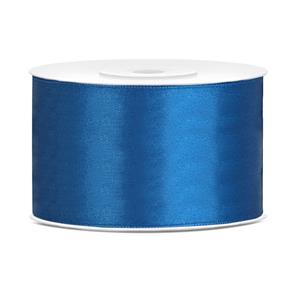 1x Hobby/decoratie blauw satijnen sierlinten 3,8 cm/38 mm x 25 meter Blauw