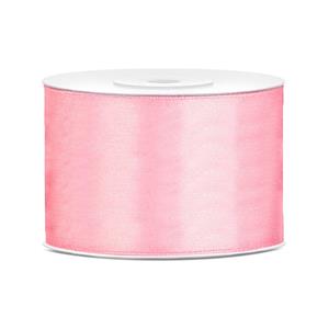 1x Hobby/decoratie lichtroze satijnen sierlinten 5 cm/50 mm x 25 meter Roze