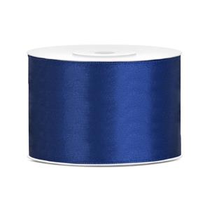 1x Hobby/decoratie blauw satijnen sierlinten 5 cm/50 mm x 25 meter Blauw