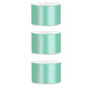 3x Hobby/decoratie mintgroen satijnen sierlinten 5 cm/50 mm x 25 meter Turquoise