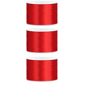 3x Hobby/decoratie rood satijnen sierlinten 5 cm/50 mm x 25 meter Rood