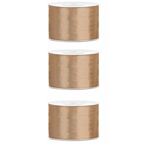 3x Hobby/decoratie goud satijnen sierlinten 5 cm/50 mm x 25 meter Goudkleurig