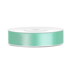 1x Hobby/decoratie mintgroen satijnen sierlinten 1,2 cm/12 mm x 25 meter Groen