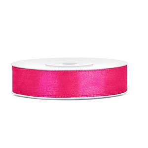 1x Hobby/decoratie donker roze satijnen sierlinten 1,2 cm/12 mm x 25 meter Roze