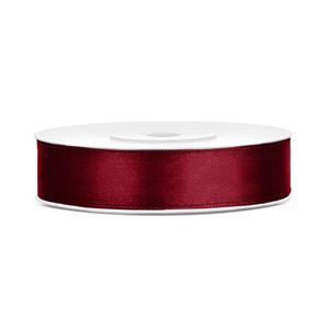 1x Hobby/decoratie bordeaux satijnen sierlinten 1,2 cm/12 mm x 25 meter Rood